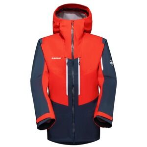Mammut Mens Haldigrat HS Hooded Jacket Red Blue Shell Size Medium